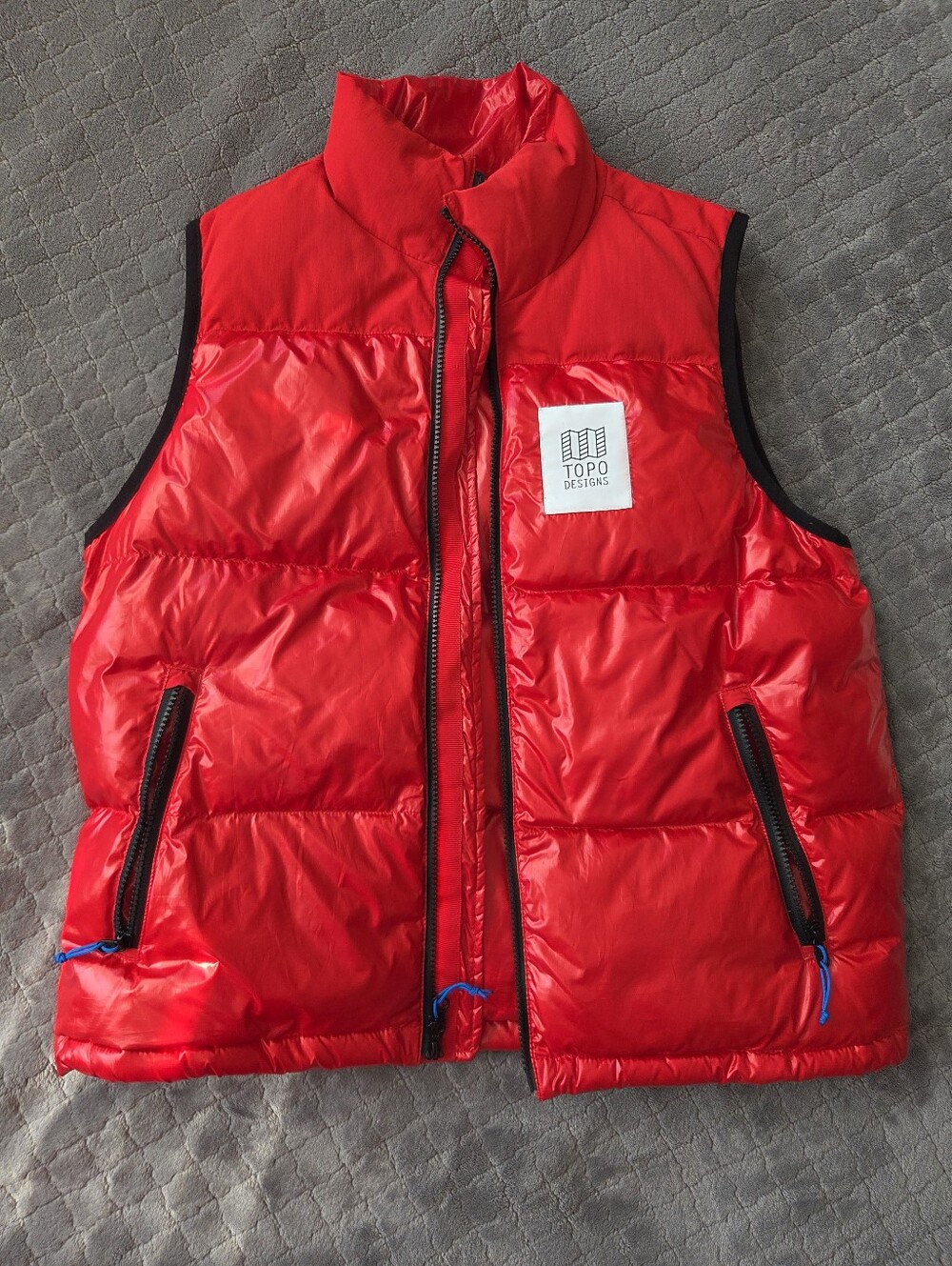 Topo Designs Women's Big Puffer Vest - Red - Size Large (PrimaLoft/Down)